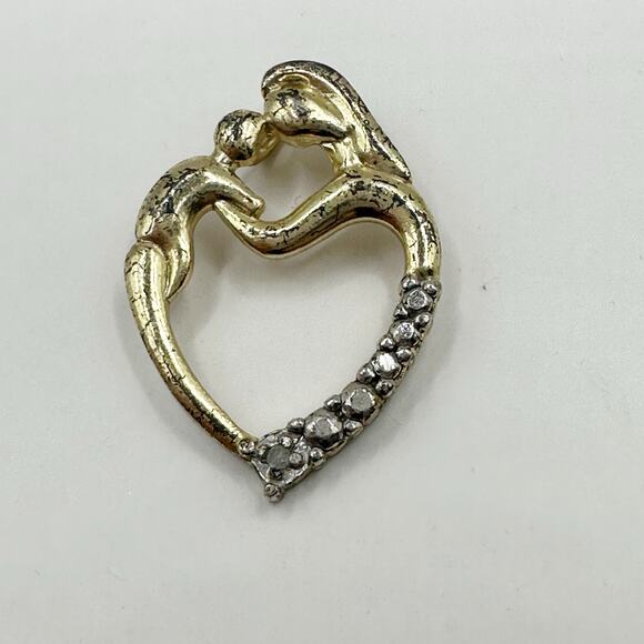 925 FAS Vintage Pendant Mother Child Heart Spiritual Inspirational Religious - Picture 4 of 7